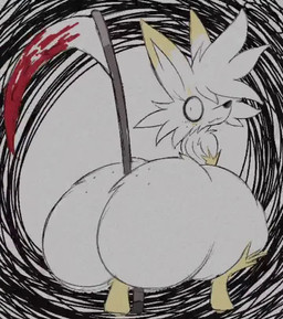 anthro big_butt blood bodily_fluids butt freckled_butt freckled_face freckles fur head_tuft huge_butt huge_thighs looking_at_viewer male melee_weapon multicolored_body multicolored_ears multicolored_fur polearm scythe shaking_butt smug_grin solo_focus sound_effects thick_thighs tuft twerking weapon white_body white_fur rogywantscoffee okari_tomorrow canid canine canis mammal wolf animated short_playtime sound webm