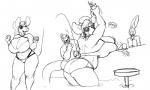 anthro bar beverage big_breasts bikini breast_rest breasts butt cleavage clothed clothing clumsy eyewear female group huge_breasts male slightly_chubby sunglasses swimwear two-piece_swimsuit ritts pepper_ackerman sheba_(ritts) lagomorph leporid lizard mammal mouse murid murine rabbit reptile rodent scalie digital_drawing_(artwork) digital_media_(artwork) monochrome