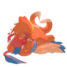 anthro balls blush bodily_fluids cum cum_drip cum_in_ass cum_inside cum_on_face dripping duo from_front_position genital_fluids genitals heart_eyes heart_symbol heart_tail kissing looking_at_another looking_at_partner looking_up lying male male/male missionary_position on_back sex tail three-quarter_view binhlanha nintendo pokemon pokemon_mystery_dungeon spike_chunsoft archen avian bird buizel fossil_pokemon generation_4_pokemon generation_5_pokemon pokemon_(species) 1:1 absurd_res hi_res