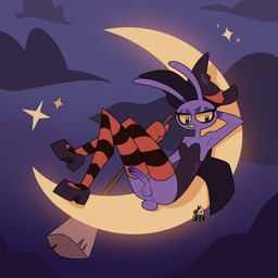 anthro balls biped broom butt cleaning_tool clothed clothed_anthro clothing cloud cloudy_sky crossed_legs erection foreskin genitals gloves handwear hat headgear headwear humanoid_genitalia humanoid_penis legwear light male moon moonlight partially_clothed pattern_clothing pattern_legwear pattern_stockings penis purple_body rabbit_ears sky slim solo star stockings striped_clothing striped_legwear striped_stockings stripes tail throbbing throbbing_penis witch_costume witch_hat yellow_eyes fsc glitch_productions the_amazing_digital_circus jax_(tadc) lagomorph leporid mammal rabbit 1:1 2d_animation animated hi_res