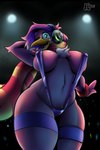 anthro beak bikini breasts clothing concert female fishnet_clothing fur lingerie looking_at_viewer scarf solo string_bikini swimwear two-piece_swimsuit wide_hips hazarts club_penguin disney dj_cadence avian bird penguin absurd_res hi_res