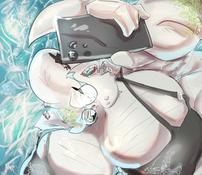 big_breasts bikini bikini_top breasts clothing eyewear female glasses huge_breasts hyper hyper_breasts muscular one_eye_closed solo swimwear two-piece_swimsuit wink wasabiiitornado cobra reptile scalie snake hi_res