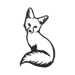 ambiguous_gender feral fluffy fluffy_tail looking_at_viewer sitting solo sucker1112 tail unknown_artist canid canine fox mammal 1:1 black_and_white monochrome source_request