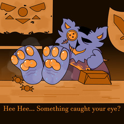 anthro bodily_fluids box button_(fastener) button_eyes candy container delta_rune_(emblem) dessert dialogue feet flag food foot_fetish foot_focus foot_on_table furniture melee_weapon musk musky_feet pawpads paws scar solo stitch_(sewing) store sweat sweaty_feet sword symbol table teasing teasing_viewer text weapon mini_mogsey deltarune undertale_(series) seam_(deltarune) domestic_cat felid feline felis mammal 1:1 hi_res