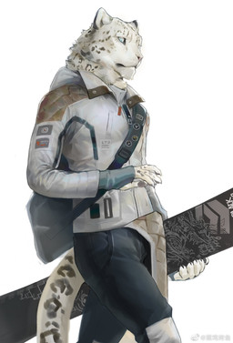 anthro backpack biped black_backpack black_body black_bottomwear black_clothing black_fur black_pants black_satchel blue_eyes bottomwear claws clothed clothing enamel_pin fingerless_gloves fingerpads fur gloves grey_clothing grey_gloves grey_handwear handwear holding_object holding_snowboard jacket legwear long_pants looking_at_viewer looking_away male multicolored_body multicolored_fur pants pawpads satchel shirt simple_background snowboard snowboarding solo tail topwear two_tone_body two_tone_fur walking white_background white_body white_clothing white_fur white_jacket white_topwear winter_clothing yoshi.kaoru felid mammal pantherine snow_leopard digital_media_(artwork) half-length_portrait hi_res portrait