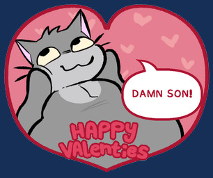 anthro black_eyes exclamation_point fur grey_body grey_fur grey_hair grey_tail hair hand_on_face hand_on_own_face hands_on_own_face happy happy_valentine heart_symbol holidays male moobs multicolored_body multicolored_fur obese obese_anthro obese_male overweight overweight_anthro overweight_male smile solo speech_bubble tail text two_tone_body two_tone_fur valentine's_day_card whiskers awakecore valentine's_day gray_cat_(alienmyth64) domestic_cat felid feline felis mammal 2026 alpha_channel digital_media_(artwork) english_text