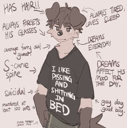 anthro black_body black_eyes black_fur black_hair blush blush_lines floppy_ears fur good_boy hair male profanity slim_anthro slim_male solo standing text white_body white_fur hemuchang shin_(hemuchang) canid canine canis domestic_dog mammal 2022 english_text hi_res