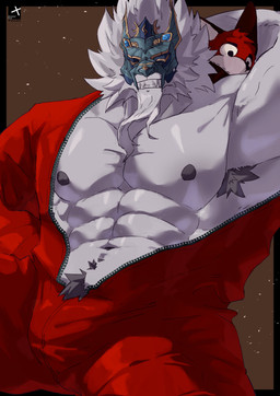 abs anthro armpit_hair balls body_hair bulge fur genitals male mask muscular muscular_anthro muscular_male navel nipples pubes solo monsterplus hoolay_(honkai:_star_rail) canid canine mammal absurd_res digital_drawing_(artwork) digital_media_(artwork) hi_res