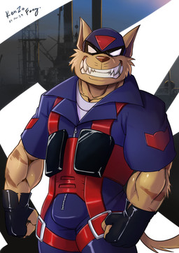 anthro armor brown_nose bulge clothing fingerless_gloves fur gloves grin handwear headgear helmet legwear looking_at_viewer male muscular muscular_anthro muscular_male sharp_teeth smile solo standing stripes tan_body tan_fur teeth tights whiskers kenzofong hanna-barbera swat_kats chance_furlong felid feline mammal hi_res signature source_request