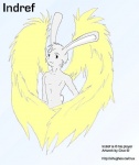 anthro clothed clothing feathered_wings feathers lapavine male solo text topless wings crux_(artist) lagomorph mammal skvader english_text