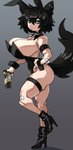 big_breasts black_hair boots breasts bunny_costume clothed clothing costume ear_piercing female footwear hair high_heeled_boots high_heels leotard piercing playboy_bunny shoes solo strapless_clothing strapless_leotard zanamaoria raine_(zanamaoria) animal_humanoid canid canid_humanoid canine canine_humanoid humanoid mammal mammal_humanoid wolf_humanoid absurd_res hi_res