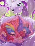 ambiguous_gender belly big_belly duo equid equine feral generation_5_pokemon generation_6_pokemon goodra heart_symbol hi_res internal keldeo legendary_pokemon licking licking_lips mammal nintendo pokemon pokemon_(species) slime smile tianhua tongue vore