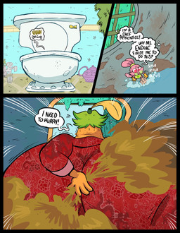 anthro big_butt butt clothed clothed_anthro clothed_female clothing dialogue duo fart fart_cloud fart_fetish farting_female feather_hat female female_farting fez fully_clothed fully_clothed_anthro fully_clothed_female fur gassy gloves green_hair hair handwear hat headgear headwear holding_in_mouth huge_butt hyper hyper_butt large_objects larger_female latex latex_clothing latex_gloves latex_handwear looking_sickened nonsexualized_young orange_body pink_body pink_fur scrubbing scrubbing_toilet size_difference speech_bubble sweaty_neck text toilet toilet_brush toilet_paper happypokeyboy cartoon_network chowder_(series) ms._endive panini_(chowder) animal_humanoid anteater anteater_humanoid domestic_cat elephant elephantid felid feline felis humanoid hybrid lagomorph leporid mammal mammal_humanoid pilosan pilosan_humanoid proboscidean rabbit xenarthran xenarthran_humanoid 2025 absurd_res comic english_text hi_res