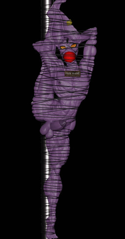 anthro ball_gag balls bdsm biceps big_ball_gag black_background bondage bound calf_muscles ear_piercing erection flexible foreskin front_view gag genitals hairless hands_behind_head humanoid_genitalia humanoid_penis male muscular muscular_male nipples nose_hook nude pecs penis piercing pole purple_body quads restraints retracted_foreskin rope rope_bondage simple_background slave solo splits spread_legs spreading tied_to_pole vein veiny_muscles wearing_sign yellow_sclera anubeefp dragon_ball dragon_ball_super beerus domestic_cat felid feline felis hairless_cat mammal sphynx_(cat) 3d_(artwork) digital_media_(artwork) hi_res