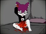 3_toes anthro anus barefoot bed blood blood_from_mouth blood_from_pussy blood_in_mouth blood_in_pussy blood_on_thigh bodily_fluids bottomless bottomless_female breasts clothed clothing covered_in_blood dark dying ear_piercing eye_bags feet female furniture genital_torture gore gore_focus hoodie impalement knife nosebleed ouch pain penetration piercing pillow pussy_torture scar self-harm self-harm_scars self-hatred severe_wound solo stab stomach_wound suffering toes topwear twitching vaginal vaginal_impalement vaginal_penetration weapon_penetration wince young e254e veronica_(e254e) domestic_cat felid feline felis mammal 2024 4:3 animated hi_res loop short_playtime