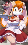 alternative_fashion anthro big_breasts breasts cleavage clothed clothing dessert female female_anthro food gloves hand_on_hip handwear heart_symbol j-fashion lolita_(fashion) looking_at_viewer mature_anthro mature_female platter raised_leg smile solo sundae text waiter waitress_uniform kojiro-brushard sega sonic_the_hedgehog_(series) vanilla_the_rabbit lagomorph leporid mammal rabbit 2021 5:8 hi_res japanese_text