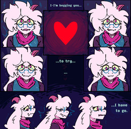 2_horns 8_panel_comic ambiguous_gender anthro begging biped clothed clothed_anthro clothed_male clothing cute_fangs dialogue duo eyes_closed eyewear fangs first_person_view floppy_ears fur glasses head_tuft heart_symbol horn looking_at_another looking_at_viewer male nervous pink_eyes pink_horn pleading_eyes red_heart scared talking_to_another talking_to_viewer teeth text tuft wearing_glasses white_body white_fur qwizibo deltarune undertale_(series) ralsei bovid caprine darkner goat mammal soul_(undertale) 2025 comic digital_drawing_(artwork) digital_media_(artwork) english_text hi_res