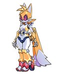 2_tails anthro blade_tail handle machine multi_tail red_eyes solo standing tail white_body yellow_body sparkydb sega sonic_the_hedgehog_(series) metal_tails badnik robot absurd_res hi_res