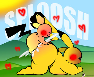 age_difference ageplay anthro anus big_breasts big_butt black_tail blush bodily_fluids body_blush breasts butt butt_blush butt_grab cum cum_drip cum_inside cumshot doggystyle dominant dominant_young dripping duo ejaculation eyes_closed female feral field from_behind_position fur genital_fluids hand_on_butt heart_symbol larger_dom male male/female narrowed_eyes nature nature_background nude open_mouth penetration roleplay seduced seductive sex shortstack shota size_difference size_play smile smiling_at_another smiling_at_partner sound_effects tail text thick_thighs yellow_body yellow_fur yellow_tail young young_feral young_male young_penetrating younger_male anonymousmoonman nintendo pokemon generation_1_pokemon generation_2_pokemon mammal pichu pikachu pokemon_(species) rodent digital_media_(artwork) english_text