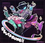 5_fingers anthro blue_body boss_monster_(undertale) bovid caprine clothed clothing deltarune eyewear female fingers fur glasses goat group hair hat headgear headwear hi_res human kris_(deltarune) male mammal open_mouth open_smile purple_body ralsei rikosakari scalie smile susie_(deltarune) trio undertale_(series) white_body white_fur