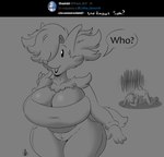 absurd_res anthro big_breasts bovid breasts canid canine caprine cleavage clothed clothing coffee_demon delphox dialogue duo english_text fan_character female fox generation_6_pokemon goat hi_res huge_breasts male mammal mature_anthro mature_female monochrome nintendo pokemon pokemon_(species) sam_(coffee_demon) speech_bubble text thick_thighs toony zafina_(coffee_demon)