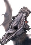 alduin bethesda_softworks bodily_fluids digital_media_(artwork) dragon european_mythology front_view glowing glowing_eyes grey_body grey_insides grey_mouth grey_scales grey_tongue grey_wings imperatorcaesar membrane_(anatomy) membranous_wings microsoft mouth_shot mythological_creature mythological_scalie mythology open_mouth red_eyes saliva saliva_on_tongue saliva_string scales scalie signature simple_background skyrim solo teeth the_elder_scrolls tongue western_dragon white_background wings wyvern