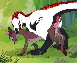 bite blue_eyes breed cervine_teats cervine_udders duo female female_feral feral feral_on_feral feral_penetrated feral_penetrating feral_penetrating_feral forest forest_background from_behind_position genitals hooves interspecies looking_pleasured male male/female male_feral mating_grip nature nature_background neck_bite open_mouth penetration penile penile_penetration penis_in_vagina plant predator/prey predator_penetrating_prey questionable_consent red_eyes sex standing tail teats tree udders vaginal vaginal_penetration vulva white_body shtoltz sound_warning ceraferis_(va) jl017_(sound) bambi_(film) disney faline_(bambi) specimen_37 deer dinosaur dromaeosaurid mammal prehistoric_species reptile saurischian scalie theropod utahraptor 2d_animation animated hi_res huge_filesize long_playtime loop motion_tweening sound video