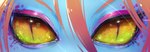 bangs blue_body blue_skin detailed_eyes eye_shot female female_humanoid hair looking_at_viewer pupils red_hair slit_pupils solo yellow_sclera pipitasout undertale_(series) undyne animal_humanoid fish fish_humanoid humanoid marine marine_humanoid digital_media_(artwork) digital_painting_(artwork) hi_res painting_(artwork)