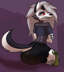 anthro black_diaper diaper duo facesitting feces female pooped pooping pooping_on_another red_sclera sharp_teeth sitting sitting_on_another soiled soiled_diaper soiling soiling_diaper solo teeth unclean_diaper used_diaper using_diaper white_eyes m0rgansk hellaverse helluva_boss mythology loona_(helluva_boss) canid canid_demon canine demon hellhound mammal mythological_canine mythological_creature hi_res