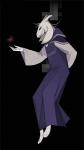 3_toes anthro barefoot biped black_background clothed clothing feet floating fully_clothed fur heart_symbol horn long_ears looking_aside looking_at_viewer male robe side_view simple_background solo toes white_body white_fur skia undertale undertale_(series) asriel_dreemurr_(god_form) boss_monster_(undertale) bovid caprine mammal 2015 full-length_portrait portrait