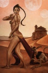 bottomwear braided_hair breasts butt clothed clothing coppertone_pose costume desert duo female hair loincloth moon outside parody ponytail skimpy slave_leia_costume tatooine casey_weldon coppertone_(sunscreen) star_wars coppertone_girl leia_organa salacious_crumb human kowakian_monkey-lizard mammal 2:3