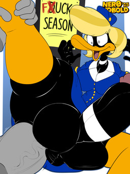 4_fingers anal anal_penetration anthro anthro_on_anthro anthro_penetrated anthro_penetrating anthro_penetrating_anthro balls beak big_balls big_penis black_body black_feathers blonde_hair blue_bottomwear blue_clothing blue_hat blue_headgear blue_headwear blue_skirt bodily_fluids bottomwear butt clothed clothed_sex clothing collared_shirt crossdressing crossdressing_male dress_shirt duo erection faceless_character faceless_male feathers fingers flying_sweatdrops genital_raphe genitals glans graffiti hair hand_on_leg hands_up hat head_tuft headgear headwear holding_leg humanoid_genitalia humanoid_penis hung_bottom lying male male/male male_penetrated male_penetrating male_penetrating_male markings motion_lines neck_stripes no_underwear non-mammal_balls on_side open_mouth orange_beak orange_legs penetration penile penile_penetration penis penis_stripes pilot_hat pilot_uniform pupils raised_leg raphe_(anatomy) scrotal_raphe scrotum_flap sex shirt sign signpost simple_background skirt solo_focus stripes surprised sweat sweatdrop text thick_thighs tongue topwear tuft uniform vein veiny_penis white_markings white_pupils white_stripes wide_eyed wide_hips wig ner0_kobold looney_tunes warner_brothers daffy_duck anatid anseriform avian bird duck 2025 3:4 absurd_res colored digital_drawing_(artwork) digital_media_(artwork) english_description english_text handwritten_text hi_res signature watermark