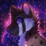 ambiguous_gender anthro blep brown_body brown_fur cheek_tuft closed_smile cosmic_background facial_tuft fangs fur glistening glistening_eyes head_tuft looking_at_viewer mouth_closed neck_tuft purple_eyes purple_nose purple_tongue side_view smile solo space space_background teeth tongue tongue_out tuft whiskers white_body white_fur mylafox 1:1 2021 dated hi_res signature