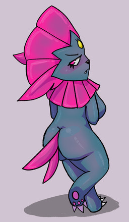 angry anthro big_butt blush blush_lines breasts butt claws eyelashes fangs female forehead_gem gem looking_at_viewer medium_breasts nude on_one_leg pokemorph solo standing tail teeth thick_thighs wide_hips waranya nintendo pokemon generation_4_pokemon pokemon_(species) weavile hi_res