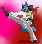 3_toes action_pose anthro barefoot biped claws clothed clothing feet keikogi kick male martial_arts_uniform pawpads pink_pawpads pose scarf simple_background solo sportswear toe_claws toes uniform kotetsu_rexen nintendo pokemon fan_character galileo_(galileo_star) canid canine generation_4_pokemon lucario mammal pokemon_(species) 2016 absurd_res hi_res signature