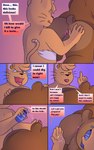 5:8 anthro anus balls base_three_layout bear big_butt blockage_(layout) brown_body brown_fur butt comic dialogue digital_media_(artwork) domestic_cat duo english_text felid feline felis five_frame_image fur genitals hair heterochromia hi_res horizontal_blockage klenn_(sleepywozzy) lube lube_bottle male male/male mammal matt_(sleepywozzy) mature_anthro mature_male nude open_mouth overweight overweight_male scar simple_background sleepywozzy smile speech_bubble spread_butt spreading tail text thick_thighs three_row_layout tongue wide_hips