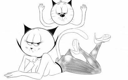 4_fingers age_difference anthro arm_support arms_bent bedroom_eyes bent_leg big_breasts big_butt big_eyes big_nose biped blush blush_lines bodily_fluids breasts butt choker clothed clothing clothing_pull curved_eyebrows disembodied_hand disembodied_head drooling duo eyebrows eyelashes eyes_mostly_closed female fingers footwear freckled_face freckles glistening glistening_clothing glistening_legwear glistening_nose glistening_pantyhose hand_under_chin high_heels humanoid_hands iris jewelry leaning_on_elbow legs_up legwear legwear_pull long_eyelashes long_whiskers looking_at_viewer lying male markings mature_anthro mature_female mouth_closed narrowed_eyes necklace older_female on_front pantyhose pantyhose_pull pointy_ears pose prick_ears pupils round_head saliva seductive shoes tail thick_thighs thin_eyebrows three-quarter_view topless topless_anthro topless_female whisker_markings whiskers young young_anthro young_male younger_male sketchnshade hooked_on_heel_(trend) the_complex_adventures_of_eddie_puss eddie_puss mother_puss domestic_cat felid feline felis mammal 2025 black_and_white digital_drawing_(artwork) digital_media_(artwork) monochrome mother_(lore) mother_and_child_(lore) mother_and_son_(lore) parent_(lore) parent_and_child_(lore) parent_and_son_(lore) son_(lore)