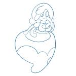 1:1 :3 belly big_belly big_breasts blue_and_white breasts clothed clothing dress female ghost hair huge_belly hyper hyper_belly inflation monochrome not_furry quasi quasi-ghost simple_background smile solo spirit sweer-tomato tentacles white_background