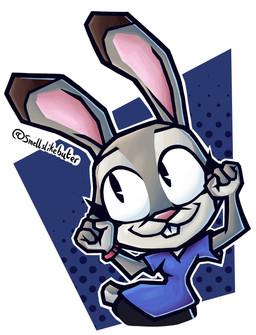 anthro big_eyes black_bottomwear black_clothing black_pants blue_clothing blue_shirt blue_t-shirt blue_topwear bottomwear buckteeth clothing dancing eyelashes female fist fur grey_body grey_fur happy head_tilt hip_sway pants pink_nose rabbit_ears raised_arms scut_tail shirt short_tail simple_background smile solo t-shirt tail teeth thick_eyelashes thin_eyebrows topwear wristband smellslikebuter disney zootopia judy_hopps lagomorph leporid mammal rabbit absurd_res hi_res