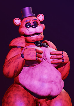 1_eye anthro belly black_sclera bow_tie clothing front_view genitals hat headgear headwear looking_at_viewer machine male moob_grab moobs nude overweight overweight_anthro overweight_male pose simple_background solo solo_focus teeth top_hat wynter_faver snips456fur_(modeler) five_nights_at_freddy's scottgames golden_freddy_(fnaf) animatronic bear mammal robot 2025 3d_(artwork) blender_(artwork) digital_media_(artwork)