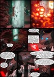 2018 absurd_res anthro battle blue_eyes brianna_(kitfox-crimson) brown_body brown_fur clothed clothing clover_(kitfox-crimson) coat colored comic dasyuromorph dialogue dialogue_box english_text explosion female fur glowing glowing_eyes hi_res in_our_shadow kitfox-crimson lab_coat male mammal marsupial murid murine numbat rat rodent schorl_(kitfox-crimson) screen speech_bubble text topwear