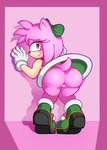 against_surface against_wall anthro big_butt blush boots bottomwear bubble_butt butt clothed clothing female footwear genitals glistening glistening_body looking_back no_underwear presenting presenting_hindquarters pussy shoes skirt solo upskirt jwecchi sega sonic_the_hedgehog_(series) amy_rose eulipotyphlan hedgehog mammal absurd_res hi_res