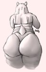 anthro big_butt bra butt closed_smile clothed clothing digitigrade eyes_closed female floppy_ears fur horn huge_butt huge_thighs long_ears lop_ears mature_anthro mature_female mouth_closed panties paws rear_view scut_tail short_horn short_tail simple_background slightly_chubby slightly_chubby_anthro slightly_chubby_female small_horn smile smooth_horn solo standing tail thick_thighs underwear underwear_only white_background white_body white_fur white_horn mcdoogiy undertale_(series) toriel boss_monster_(undertale) bovid caprine mammal 2024 digital_drawing_(artwork) digital_media_(artwork) greyscale hi_res monochrome portrait shaded signature sketch soft_shading three-quarter_portrait