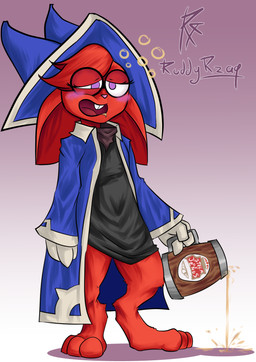 alcohol beer beverage bodily_fluids bottomless bubble buckteeth clothed clothing container cup digitigrade drooling drunk eyewear female glasses gradient_background hat headgear headwear oversized_clothing oversized_shirt oversized_topwear robe saliva scarf shirt simple_background solo spilling substance_intoxication teeth topwear ruddyrzaq hi-rez_studios paladins_(game) moji_(paladins) lagomorph leipori leporid mammal rabbit 2018 hi_res signature