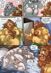 2021 anthro anthro_on_anthro arm_tuft back_tattoo ball_tuft balls bear beard bedding belly_tattoo biceps blush body_hair butt chest_hair christmas comic dialogue duo ear_piercing elbow_tuft english_text erection facial_hair genitals grey_hair hair hi_res holidays humanoid_oenis long_hair male male/male mammal markwulfgar mature_male muscular muscular_male mustache nipples open_mouth pecs penis piercing pillow presenting presenting_penis santa_claus speech_bubble tattoo text text_tattoo thought_bubble towel tramp_stamp tuft
