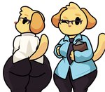 anthro big_butt breasts bubble_butt butt clipboard clothed clothing coat eyewear female glasses huge_butt lab_coat looking_at_viewer looking_back mouthless multiple_poses necktie one_eye_closed pose rear_view simple_background simple_eyes solo thick_thighs topwear wide_hips wink lewdewott pixile_studios super_animal_royale dr._jennifer_dogna bird_dog canid canine canis domestic_dog golden_retriever hunting_dog mammal retriever 2023 hi_res