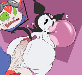 anthro areola balls big_areola big_balls big_breasts big_butt big_nipples big_penis bodily_fluids breasts bubble_butt bubble_gum butt curvy_figure duo female genitals hot_dogging huge_breasts huge_butt huge_thighs imminent_sex interspecies looking_back male male/female nipples penis penis_on_butt sex side_boob spade_tail sweat tail thick_thighs vein veiny_penis kiffy_(artist) blinx_the_time_sweeper microsoft onegai_my_melody sanrio xbox_game_studios blinx kuromi demon domestic_cat felid feline felis lagomorph leporid mammal rabbit hi_res