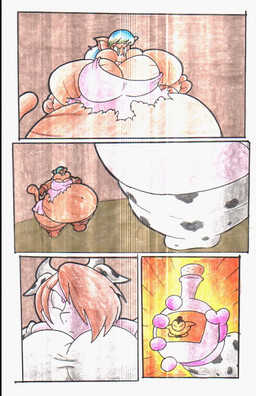 anthro big_breasts breasts cowgirl_outfit duo female overweight overweight_female potion sumo virus-20 felid feline mammal comic