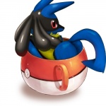 ambiguous_gender anthro blue_body blue_fur butt container cup fur in_container in_cup looking_at_viewer looking_back micro nude pokemug raised_tail red_eyes solo tail yellow_body yellow_fur amanekomee if_it_fits_i_sits_(meme) nintendo pokemon canid canine generation_4_pokemon lucario mammal pokemon_(species) 1:1 meme