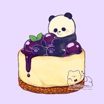 black_body black_nose blueberry_(fruit) blush cake cheesecake chibi dessert feral food fruit micro plant sitting solo white_body shirokumani bear giant_panda mammal 1:1 2021 hi_res